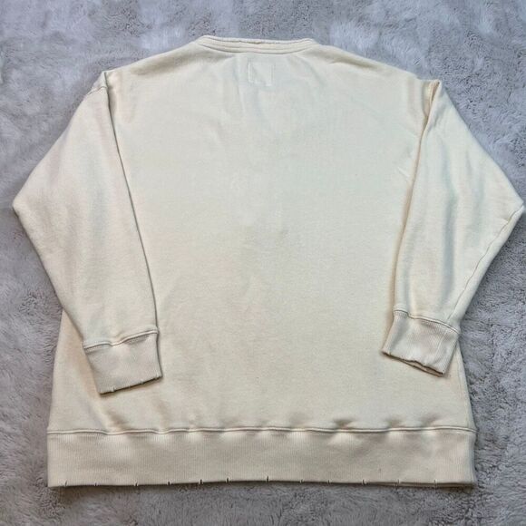 Aerie Soft Sweater Beige Tie Front Size Small Oversized Sweatshirt Distressed - Picture 10 of 10
